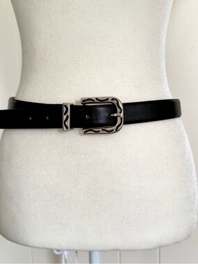 Vintage Garuglieri Women's Black Red Waist Belt Medium Silver Buckle Adjustable